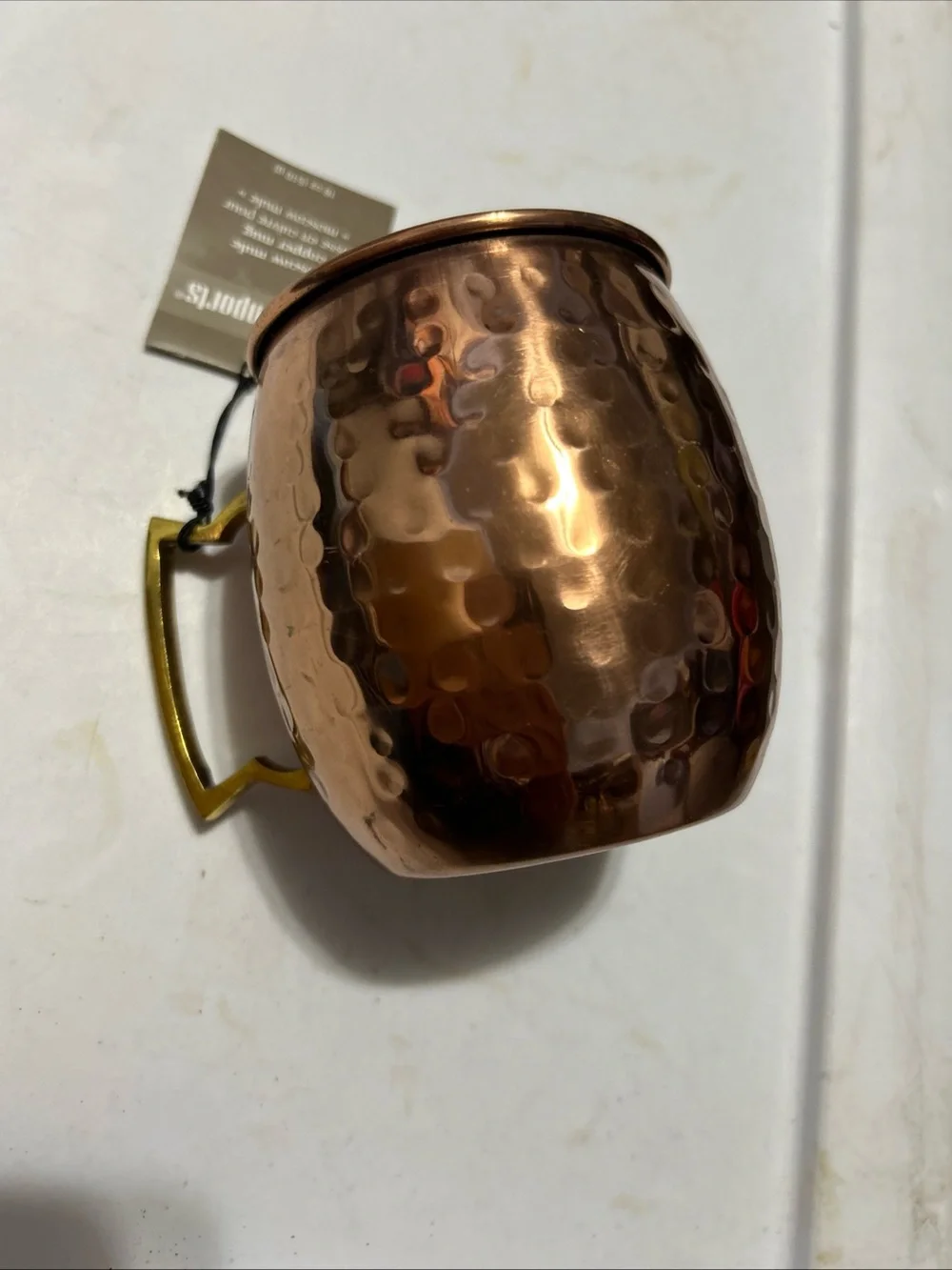 Pier 1 Copper Hammered Moscow Mule Mug with Gold Handle